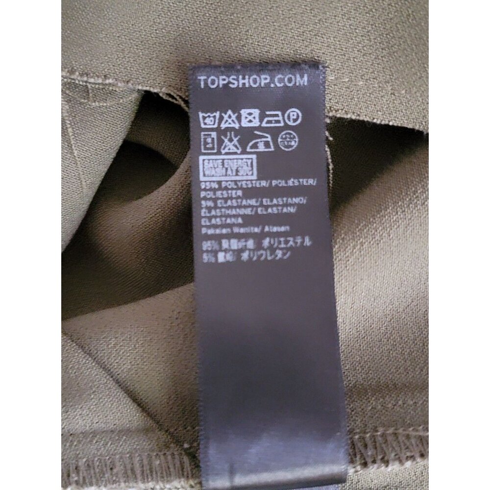 Topshop Womens Raw Edge Sleeveless V-Neck Top US 4 Olive Green - Picture 5 of 5
